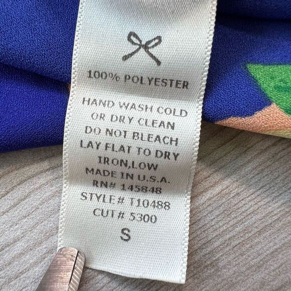 Everly Womens Blue Lemon Print 3/4 Sleeves Blouse Size Small‎ - Picture 3 of 7